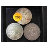 3 25 PESOS COINS (.720) SILVER 3 25 PESOS COINS (.720) SILVER