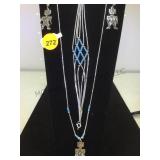 VINTAGAE STERLING / TURQUOISE NECKLACE & EARRINGS VINTAGAE STERLING / TURQUOISE NECKLACE & EARRINGS