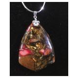 STERLING MULTICOLOR JASPER GEM PENDANT STERLING MULTICOLOR JASPER GEM PENDANT