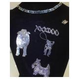 NECK WITH STERLING BROOCHES & TURQUOISE INLAY NECK WITH STERLING BROOCHES & TURQUOISE INLAY