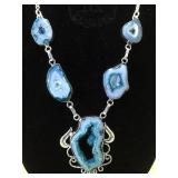 STERLING BLUE DRUZY AGATE ARTISANS NECKLACE STERLING BLUE DRUZY AGATE ARTISANS NECKLACE