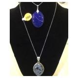 VINTAGE STERLING OBSIDIAN STONE PENDANT VINTAGE STERLING OBSIDIAN STONE PENDANT