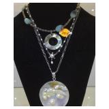 VINTAGE STERLING CHAINS WITH BIWA PEARL PENDANT VINTAGE STERLING CHAINS WITH BIWA PEARL PENDANT