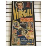 FRAMED VINTAGE VIRGIL FAMOUS MAGICIAN POSTER 15x32 FRAMED VINTAGE VIRGIL FAMOUS MAGICIAN POSTER 15x32