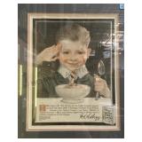 FRAMED AND MATTED VINTAGE KELLOG'S CEREAL AD 15x18 FRAMED AND MATTED VINTAGE KELLOG'S CEREAL AD 15x18