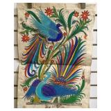 HAND-PAINTED PEACOCK ART ON RAW PAPER SIGNED HAND-PAINTED PEACOCK ART ON RAW PAPER SIGNED