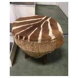LARGE ZEBA HIDE TOPPED TRIBAL DRUM AS-IS LARGE ZEBA HIDE TOPPED TRIBAL DRUM AS-IS