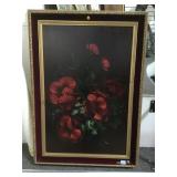 VINTAGE GOLD FRAMED OIL ON CANVAS OF FLOWERS VINTAGE GOLD FRAMED OIL ON CANVAS OF FLOWERS
