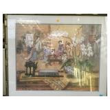 LARGE FRAMED JAPANESE PRINT SIGNED BY LENA LIU LARGE FRAMED JAPANESE PRINT SIGNED BY LENA LIU