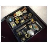 2 TRAY LOT OF INK WELL, BRASS OBJECTS,LIGHTERS 2 TRAY LOT OF INK WELL, BRASS OBJECTS,LIGHTERS