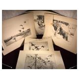 LOT OF VINTAGE WILDLIFE WOOD BLOCK PRINTS LOT OF VINTAGE WILDLIFE WOOD BLOCK PRINTS