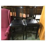 PAIR OF WOOD & UPHOLSTERED SEAT BAR STOOLS PAIR OF WOOD & UPHOLSTERED SEAT BAR STOOLS