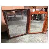 A PAIR OF WOOD FRAMED 1-BEVELED MIRRORS A PAIR OF WOOD FRAMED 1-BEVELED MIRRORS