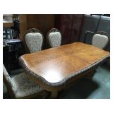 HIGH END DOUBLE PEDESTAL DINING TABLE W/ 4 CHAIRS HIGH END DOUBLE PEDESTAL DINING TABLE W/ 4 CHAIRS