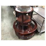 ROUND COFFEE TABLE & END TABLE WITH BEVELED GLASS ROUND COFFEE TABLE & END TABLE WITH BEVELED GLASS