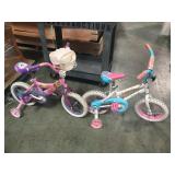 PAIR OF 'HUFFY' GIRLS BIKES WITH TRAINING WHEELS PAIR OF 'HUFFY' GIRLS BIKES WITH TRAINING WHEELS
