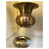 BRASS SPITTOON , BRASS /GEMSTONE ASHTRAY