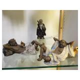 3 ASIAN MUDMEN SCULPTURES