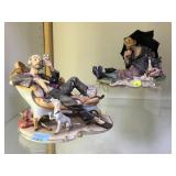 2 HOBO SCULPTURES, SIGNED, HANDPAINTED