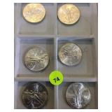 1982 SILVER MEXICAN LIBERTAD  .999 (1 OZ), 6XMONEY