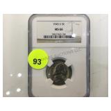 1945-S MS 66 NGC 5 CENT COIN