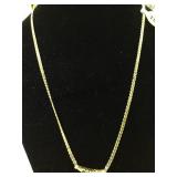 14K GOLD CHAIN W DIAMONDS & GREEN GEMSTONES