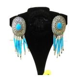 VINTAGE NATIVE AMERICAN CONCHO TURQUOISE EARRINGS