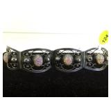 VINTAGE STERLING RAINBOW CABOCHON BRACELET