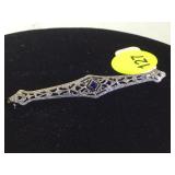 VINTAGE 10K GOLD /SAPHIRE FILIGREE LONG PIN