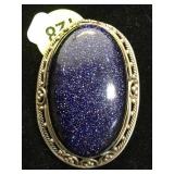 VINTAGE STERLING & OVAL STONE PIN