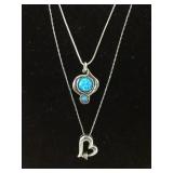 PAIR OF STERLING NECKLACES, 1-DOUBLE FIRE OPAL