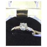 STERLING RING W/1.25 CT WHITE SAPPHIRE, SIZE 8