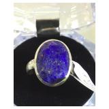 STERLING RING W/LAPIS LAZULI, SIZE 6.5