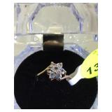 STERLING RING W/AQUAMARINE & TOPAZ, SIZE 7