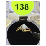 14K GOLD RING W/AUSTRALIAN OPAL & DIAMOONDS, SIZE7