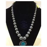 HEAVY STERLING/TURQUOISE NAVAJO NECKLACE