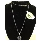 STERLING CHAIN W/ MULTI-COLORED GEMSTONE NECKLACE