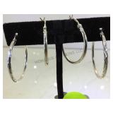 2 PAIR OF STERLING HOOP EARRINGS