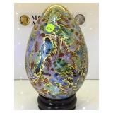 LARGE CLOISONNE EGG W/STAND, 12" TALL