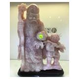LARGE PINK QUARTZ ASSIAN FIGURES CARVING,15" TALL