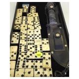 ANTIQUE DOMINOES & SURVIVAL KNIFE