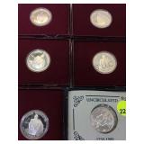 6 -90% SILVER  PROOF COMMEMORATIVE HALF DOLLARS,