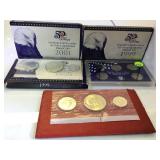 2-1999,2001 SILVER PROOF SETS & 2-SILVER UNC SETS