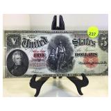 1907 $5 WOOD CHOPPER RED SEA LLEGAL TENDER NOTE