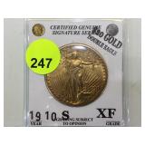 1910-S GOLD $20 DOUBLE EAGLE