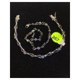 2 STERLING BRACELETS W/ VARIOUS GEMSTONES