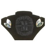 2 PAIRS OF STERLING EARRINGS 1-ABOLONE INLAY