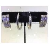2 PAIRS OF STERLING EARRINGS, 1-CLEAR GEMSTONES