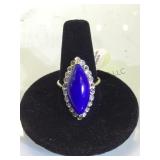 14K GOLD RING W/BLUE & CLEAR GEMSTONES,SIZE 6