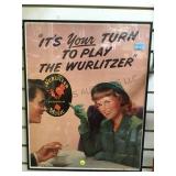 VINTAGE FRAMED WURLITZER ADVERTISEMENT 1982